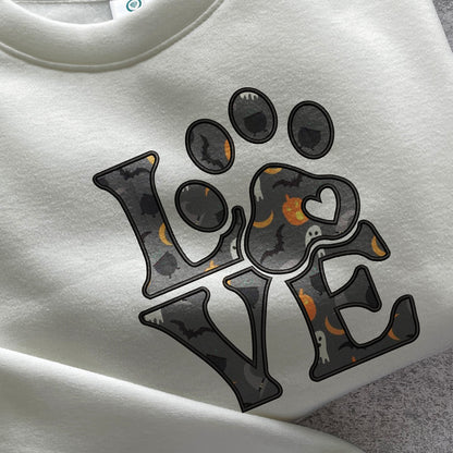 Love Dog Applique Embroidery Matching Sweatshirt, Custom Heart and Paw Hoodie For Women Men