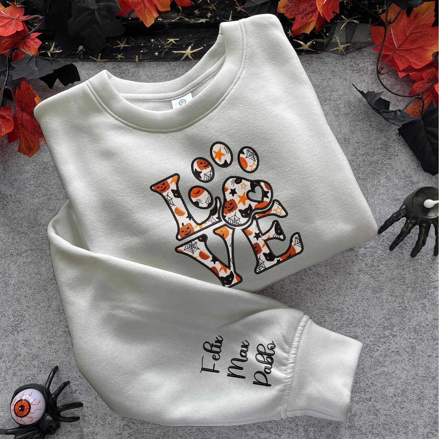 Love Dog Applique Embroidery Matching Sweatshirt, Custom Heart and Paw Hoodie For Women Men