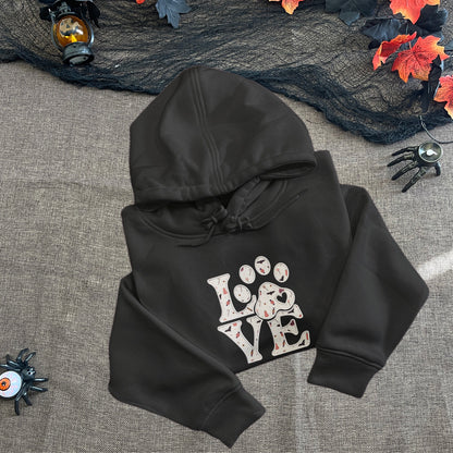 Love Dog Applique Embroidery Matching Sweatshirt, Custom Heart and Paw Hoodie For Women Men