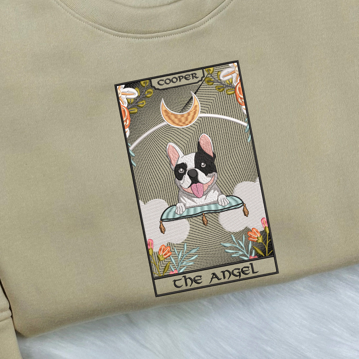 The Angel Tarot Card, Custom Dog Gothic Embroidered Matching Sweatshirt