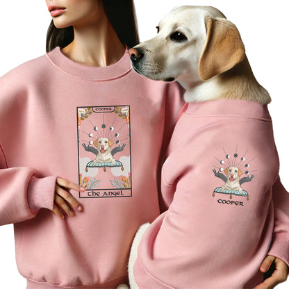 The Angel Tarot Card, Custom Dog Gothic Embroidered Matching Sweatshirt