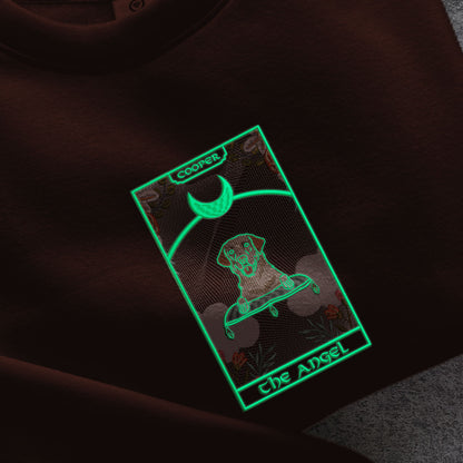 Glow In The Dark The Angel Tarot Card, Custom Dog Embroidered Matching Shirt