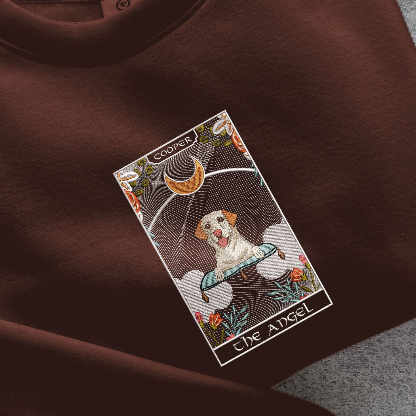 Glow In The Dark The Angel Tarot Card, Custom Dog Embroidered Matching Shirt