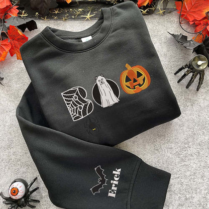 Boo Custom Dog Embroidered Matching Shirt, Spider Web Spooky Halloween Gift