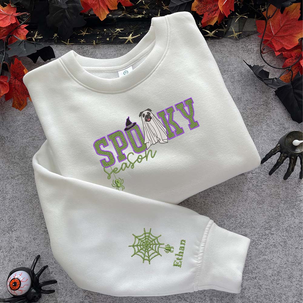 Spooky Paw Custom Dog Embroidered Matching Shirt, Halloween Dog Mom Gift