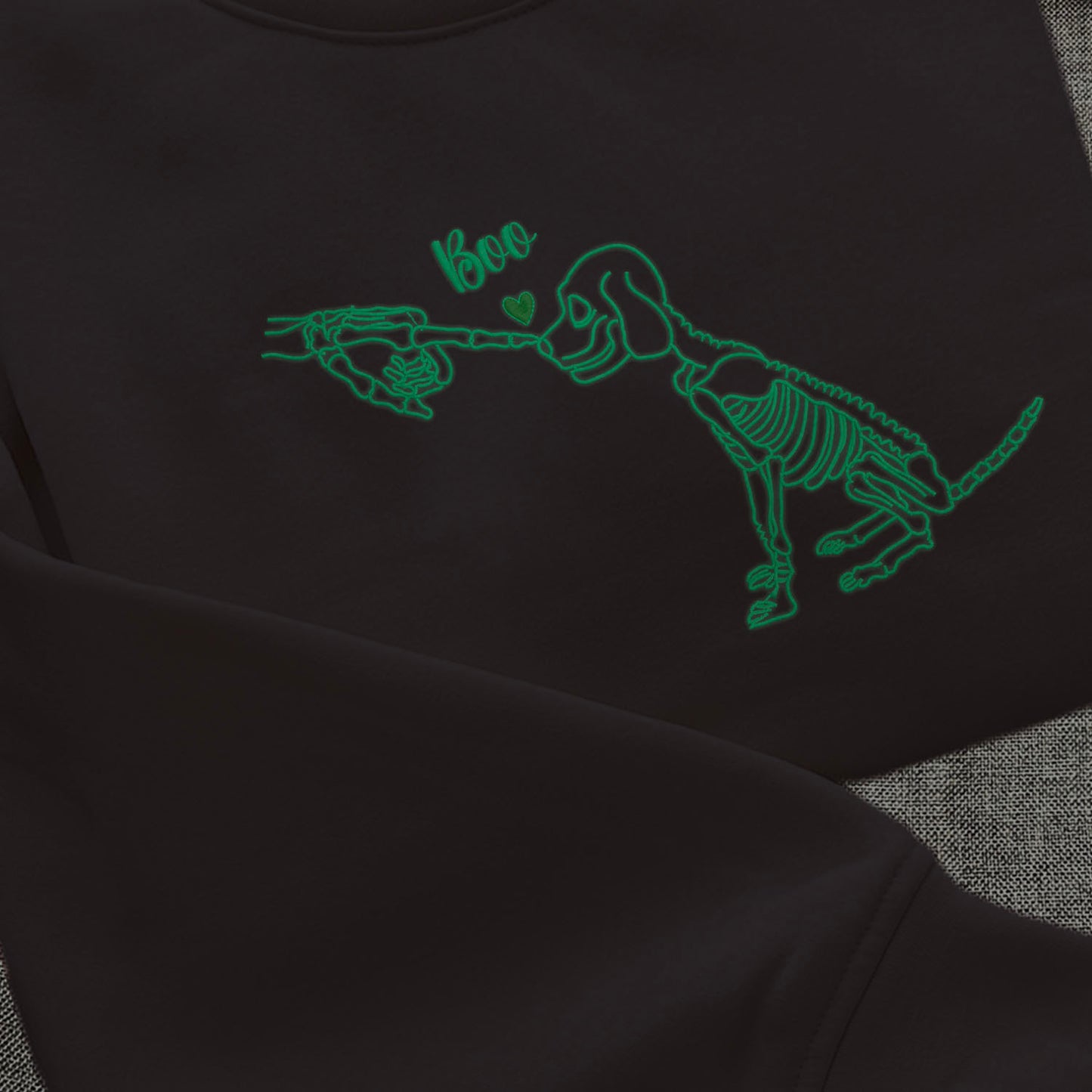 Glow In The Dark Boo Skeleton Dog Custom Embroidered Matching Shirt, Halloween Dog Mom Gift