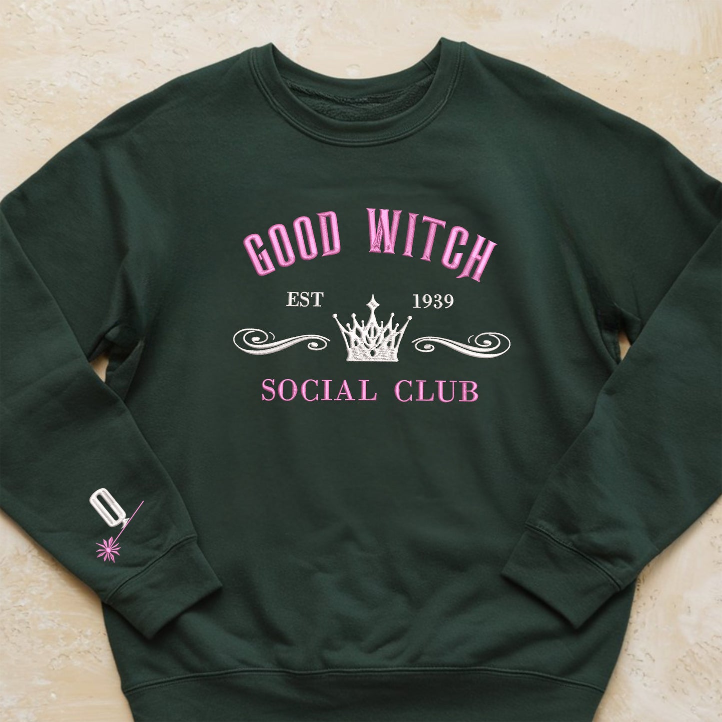 Good Witch Bad Witch Social Club Embroidered Sweatshirt, Cute Womens Sweatshirt, Besties Fall Crewneck Gift Cotton, Recycled Polyester Blends