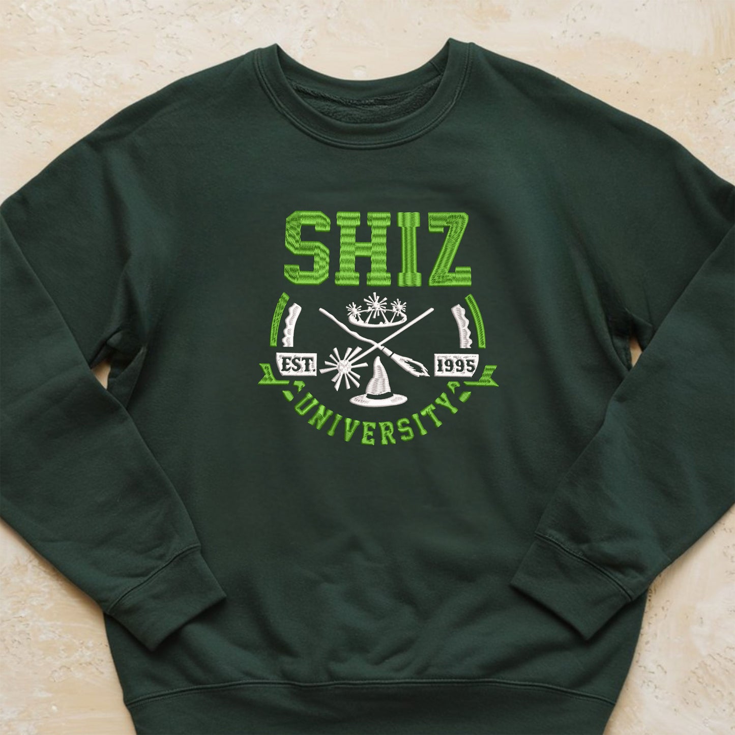 Shiz University Wicked Embroidered Sweatshirt, Defying Gravity, Witch Musical Elphaba Broadway Sweatshirt