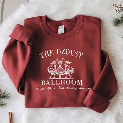 The Ozdust Ballroom Wicked Embroidered Sweatshirt, Dancing Through Life Elphaba, Glinda, Wizard of Oz, Cotton, Recycled Polyester Blends