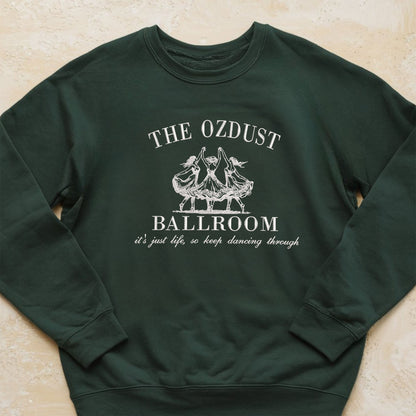 The Ozdust Ballroom Wicked Embroidered Sweatshirt, Dancing Through Life Elphaba, Glinda, Wizard of Oz, Cotton, Recycled Polyester Blends