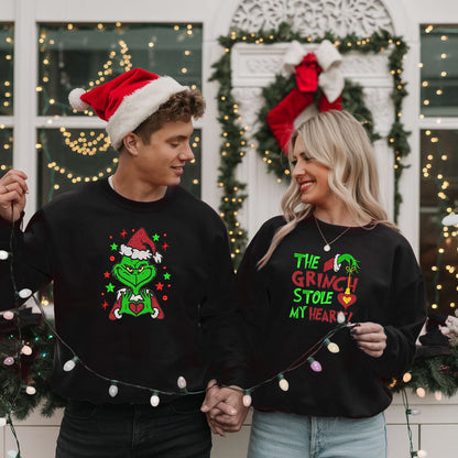 Embroidered Vintage Matching Sweatshirt, Glitter Christmas Sweatshirt, Funny Cartoon Sweater, Santa Inspired Festive Pullover