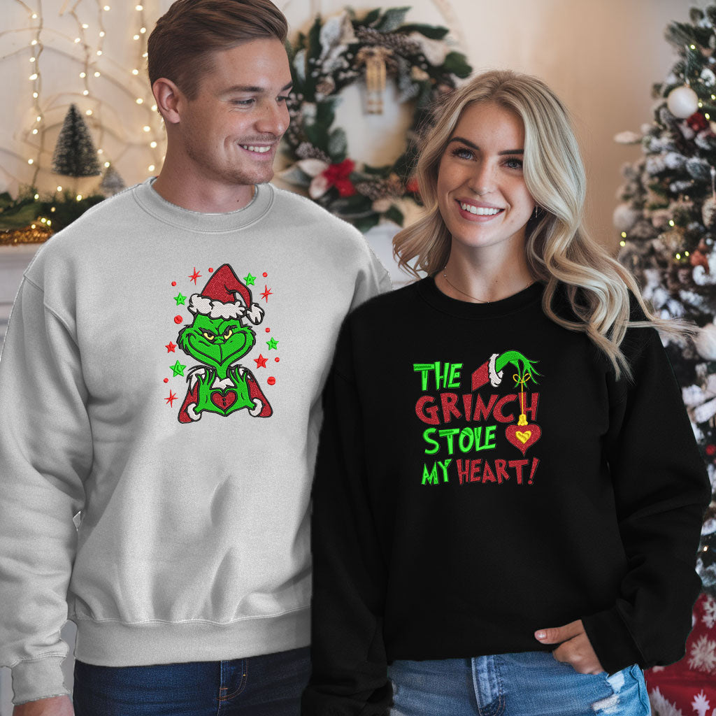 Embroidered Vintage Matching Sweatshirt, Glitter Christmas Sweatshirt, Funny Cartoon Sweater, Santa Inspired Festive Pullover