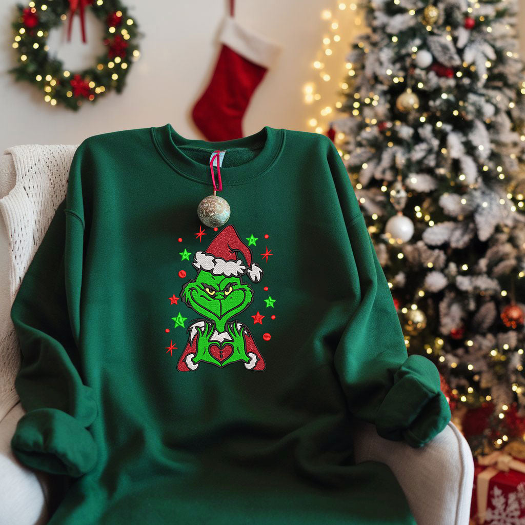 Embroidered Vintage Matching Sweatshirt, Glitter Christmas Sweatshirt, Funny Cartoon Sweater, Santa Inspired Festive Pullover