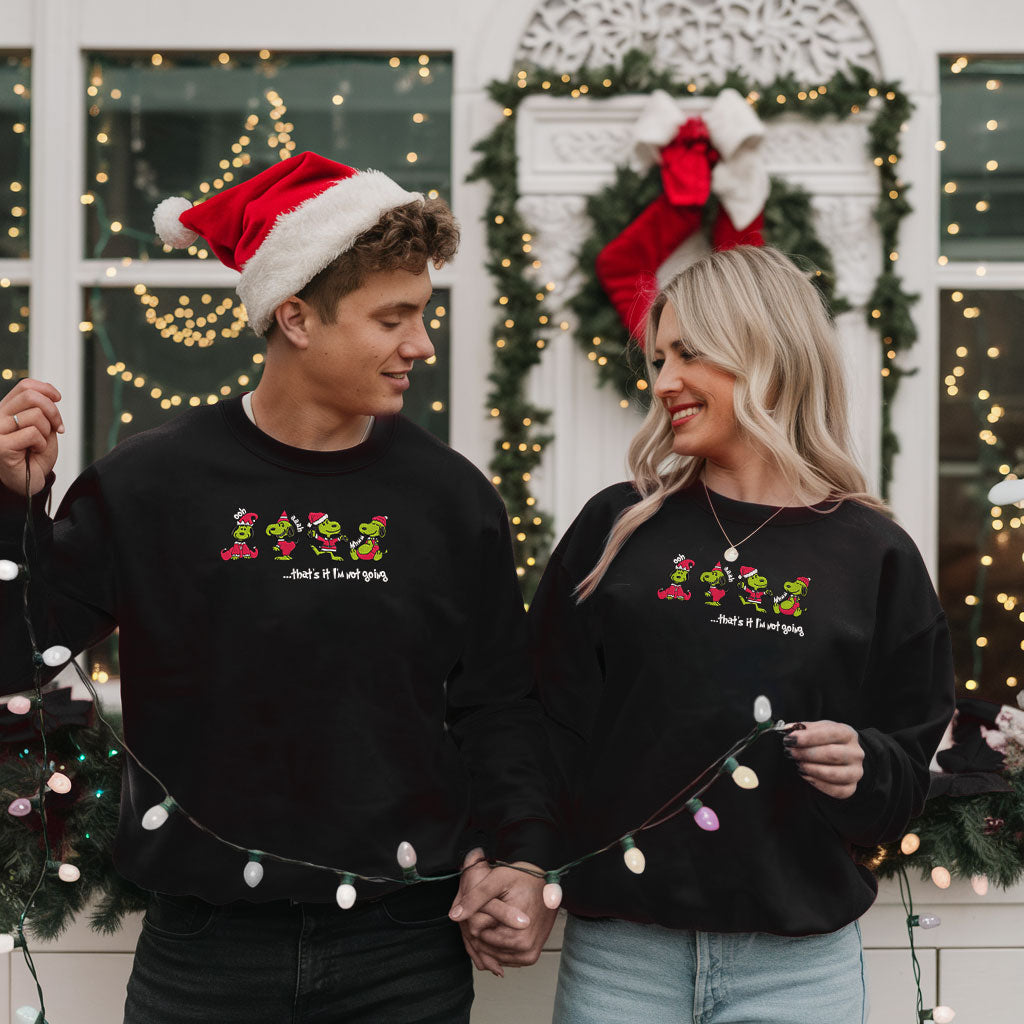 Embroidered Snoopy Christmas Sweatshirt, Grinch-Inspired Sweatshirt, Funny Santa Sweater, "That’s It, I’m Not Going" Festive Pullover