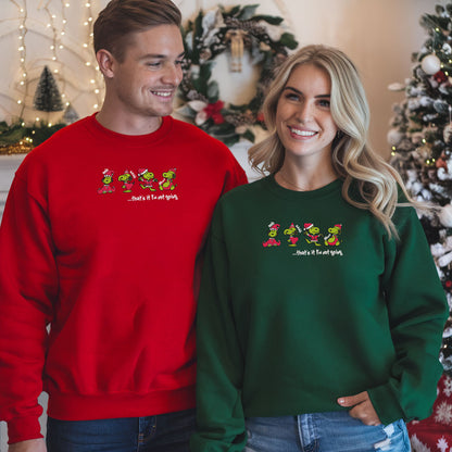 Embroidered Snoopy Christmas Sweatshirt, Grinch-Inspired Sweatshirt, Funny Santa Sweater, "That’s It, I’m Not Going" Festive Pullover