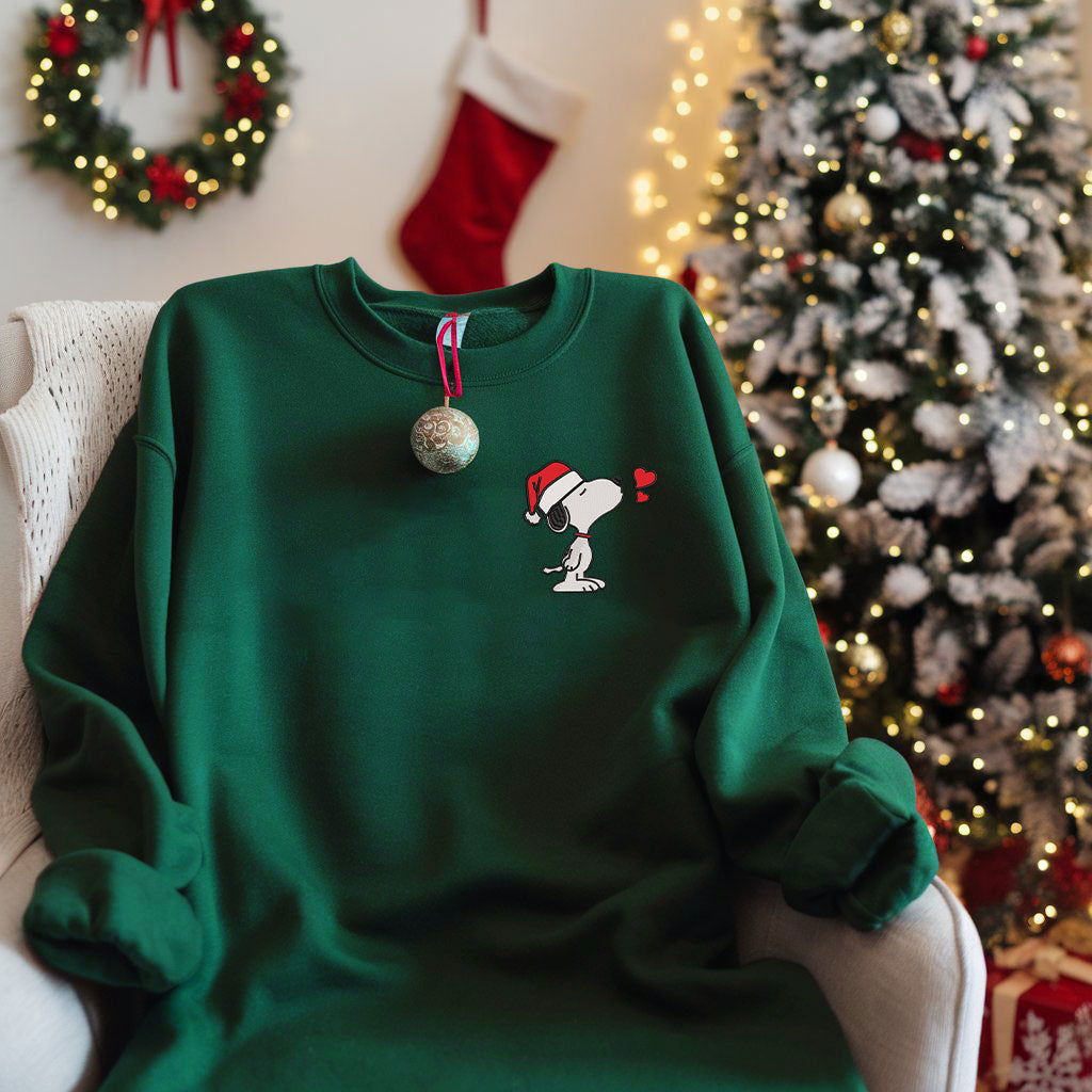 Embroidered Matching Snoopy Christmas Sweatshirts, Romantic Couple Christmas Design, You Are Mine & Forever Yours Pullover, Perfect Festive Couple Outfit