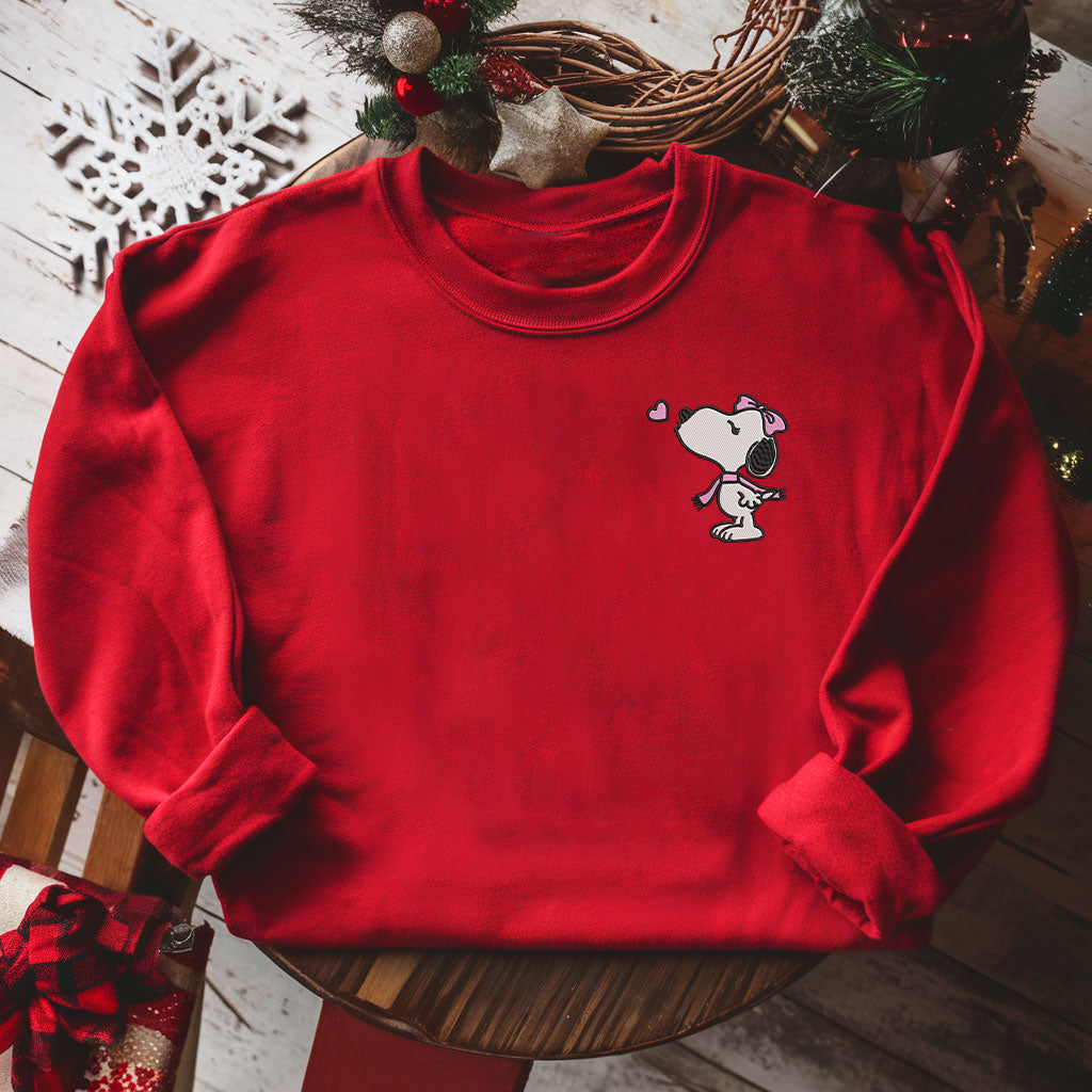 Embroidered Matching Snoopy Christmas Sweatshirts, Romantic Couple Christmas Design, You Are Mine & Forever Yours Pullover, Perfect Festive Couple Outfit