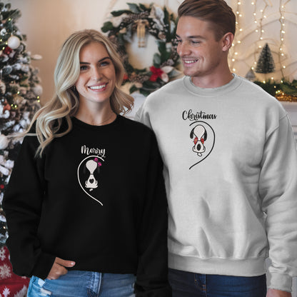 Embroidered Matching Christmas Sweatshirt, Cute Dog Festive Sweatshirts, Merry Christmas Pullover