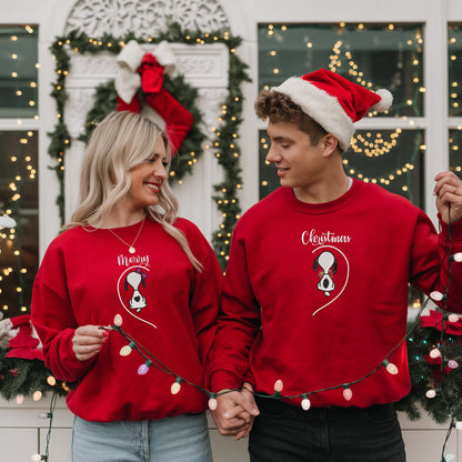 Embroidered Matching Christmas Sweatshirt, Cute Dog Festive Sweatshirts, Merry Christmas Pullover