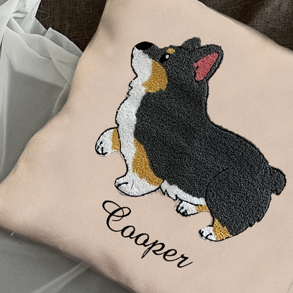 Custom Walking Dog Embroidered Pillow, Punch Needle, Dog Mom Gift