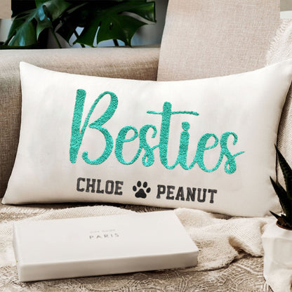 Custom Bestie Embroidered Pillow, Punch Needle