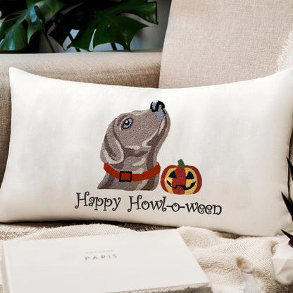 Halloween Custom Dog Name Embroidered Pillow, Punch Needle