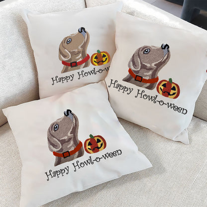 Halloween Custom Dog Name Embroidered Pillow, Punch Needle