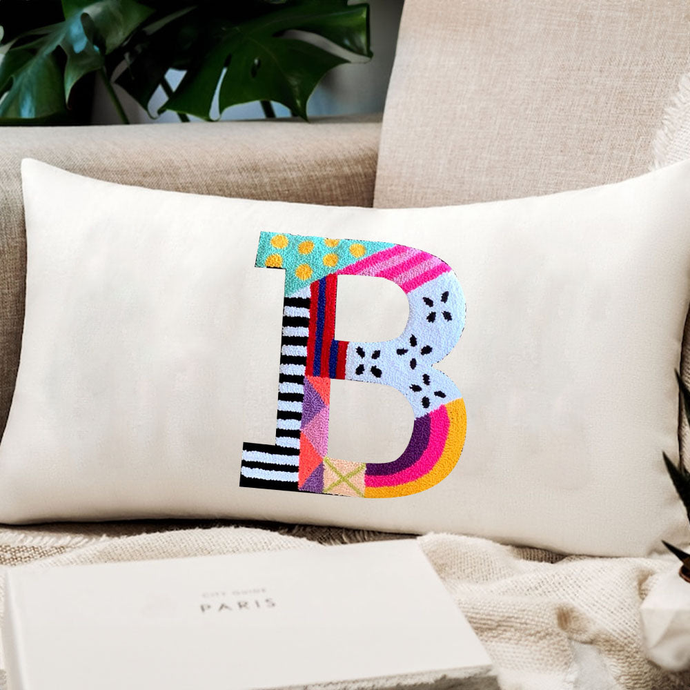 Custom Letter Embroidered Pillow, Punch Needle Alphabet