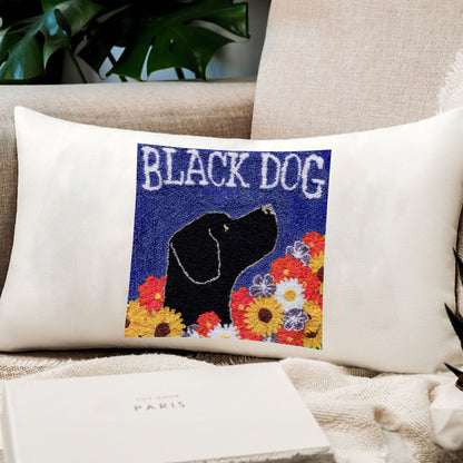 Black Dog Seed Co Flora Embroidered Pillow, Punch Needle Dog Mom Gift