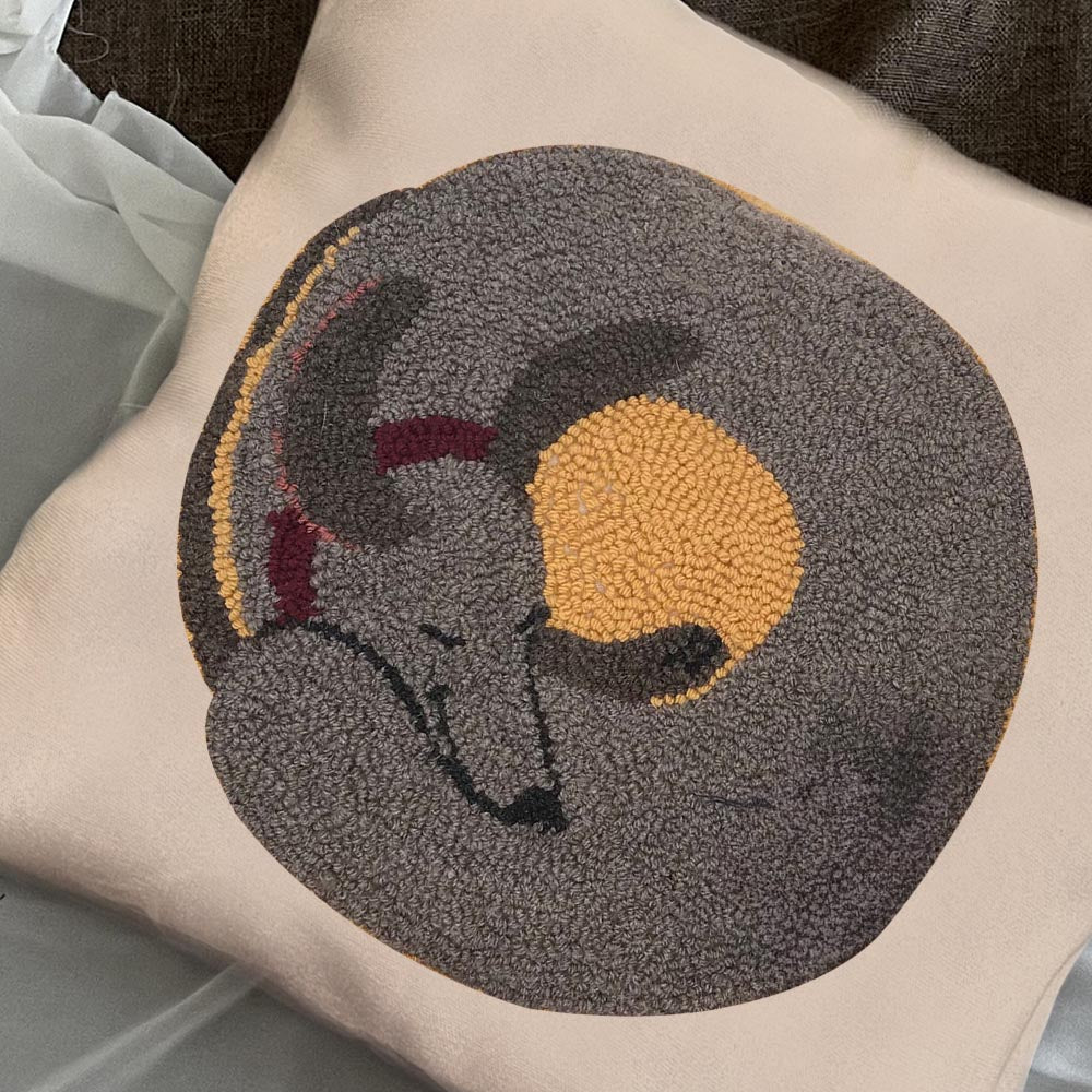 Sleeping Dachshund Embroidered Throw Pillow, Punch Needle Dog Mom Gift