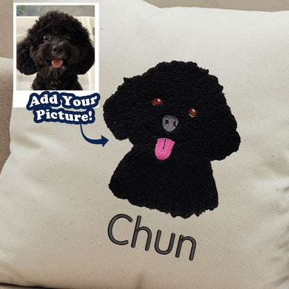 Upload Photo Custom Punch Needle Embroidered Pillow, Dog Mom Gift Cushion Cover