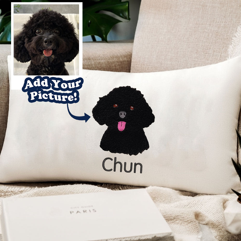 Upload Photo Custom Punch Needle Embroidered Pillow, Dog Mom Gift Cushion Cover