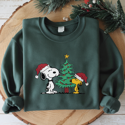 Dog Christmas Embroidered Sweatshirt, Cartoon Sweatshirt, Christmas Holiday Hoodie, Christmas Gift, Christmas Crewneck