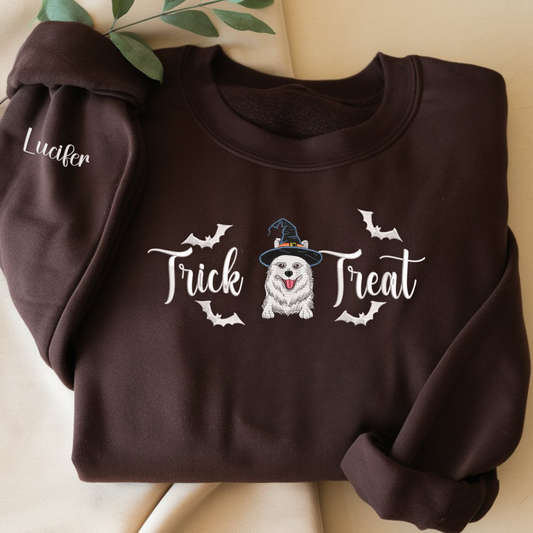 Trick or Treat Dog Custom Embroidered Matching Shirt, Spooky Halloween Dog Mom Gift